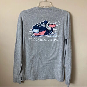 Vineyard Vines Winter Whale Gray Long Sleeve Tee Size XS